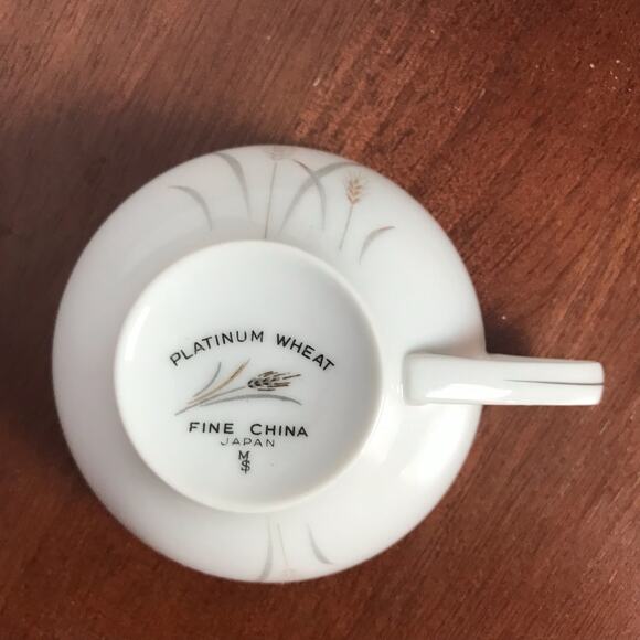 3/$20 VTG MS Platinum Wheat Bone China Japan White Tea Cup & Saucer Set For One - Picture 6 of 11